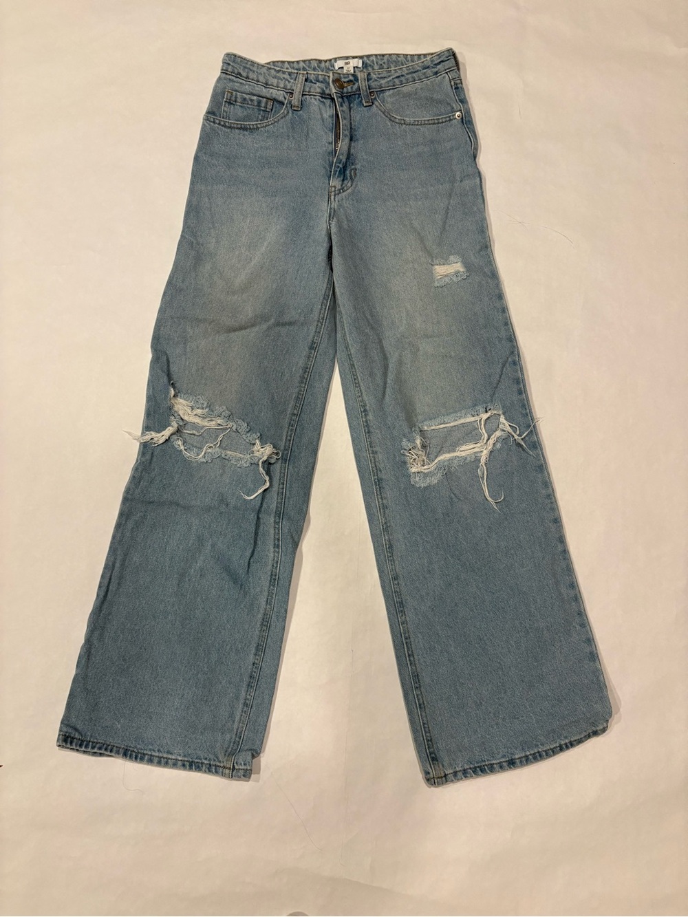 bp Light Blue Wide-Leg Distressed Jeans